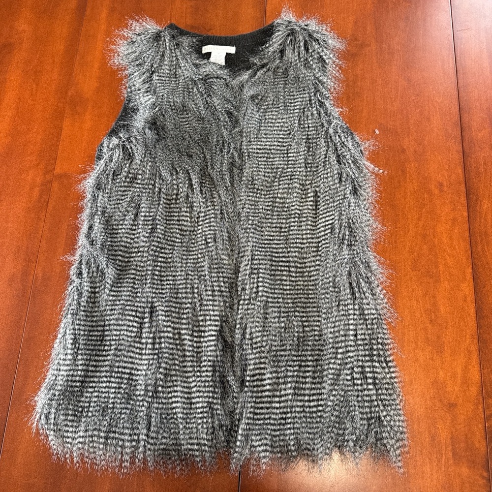 Vintage Design History Gray Faux Fur Vest